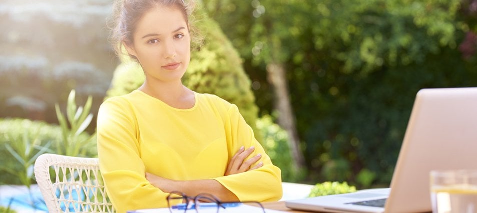 female student thinking