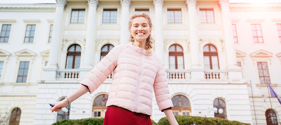 female student on college campus